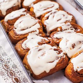 Pumpkin Cinnamon Rolls With Maple-Cream-Cheese Frosting Recipe Image
